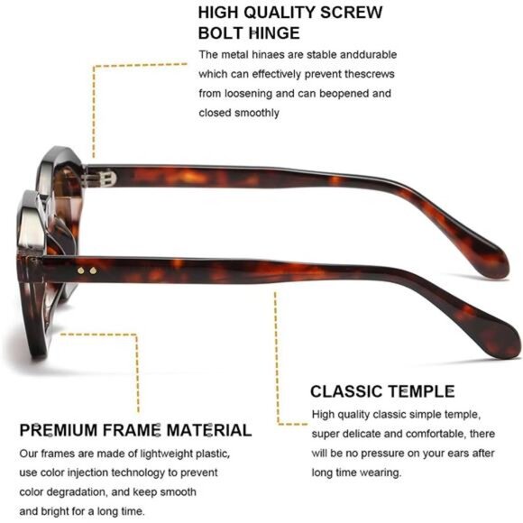 Men Women Sunglasses 100% UV400 Protection Tortoise/Grey - Picture 3 of 6